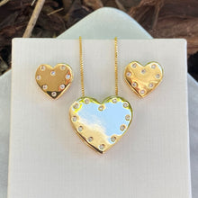 Load image into Gallery viewer, Gold Plated Heart Spiked Zirconia Set
