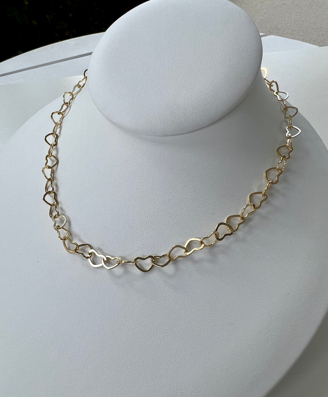 Golden heart link chain necklace