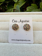 Load image into Gallery viewer, Round button pave zirconia earring
