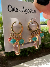 Load image into Gallery viewer, small hoop with colorful drop earring
