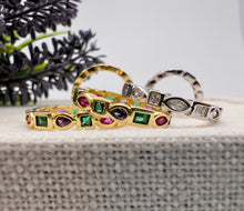 Load image into Gallery viewer, Geometric cz clear/ colorful band ring
