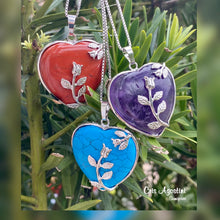 Load image into Gallery viewer, Natural Gemstone heart silver detail necklace
