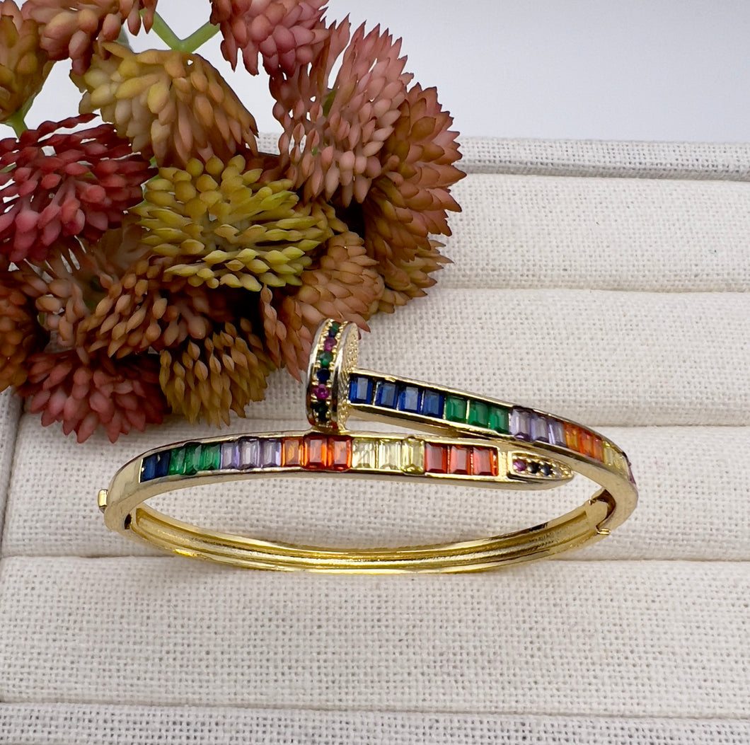 Colorful baguette nail bracelet