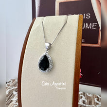 Load image into Gallery viewer, black drop zirconia rhodium necklace
