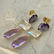 Load image into Gallery viewer, Geometric Crystal drop earrings
