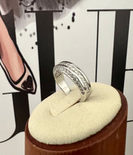 Load image into Gallery viewer, Rhodium sides and top studded zirconia ring
