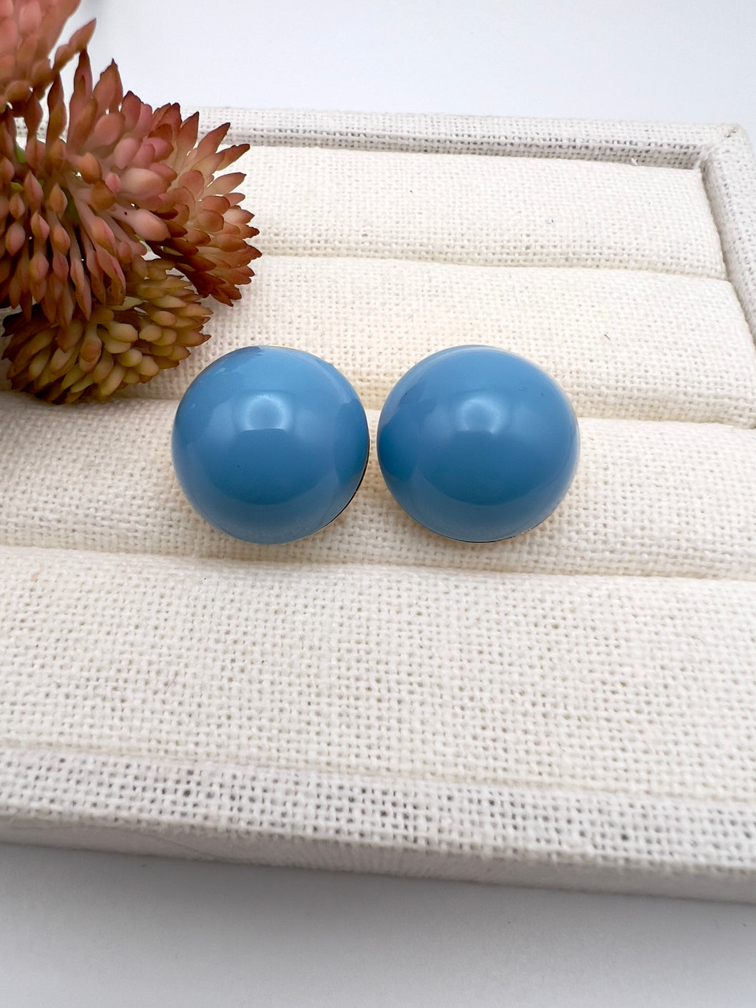 Medium button enameled seductive earrings