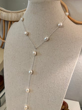 Load image into Gallery viewer, Pearl silver tie necklace
