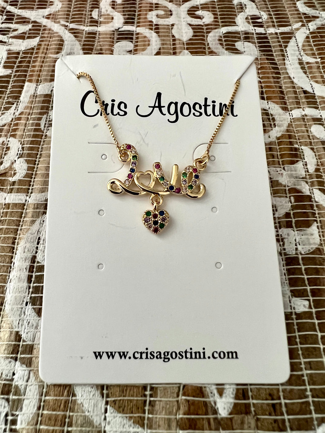 Love colorful zirconia necklace