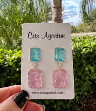 Load image into Gallery viewer, Square fusion two-colored earrings
