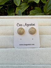 Load image into Gallery viewer, Round button pave zirconia earring
