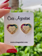 Load image into Gallery viewer, Heart colorful earrings
