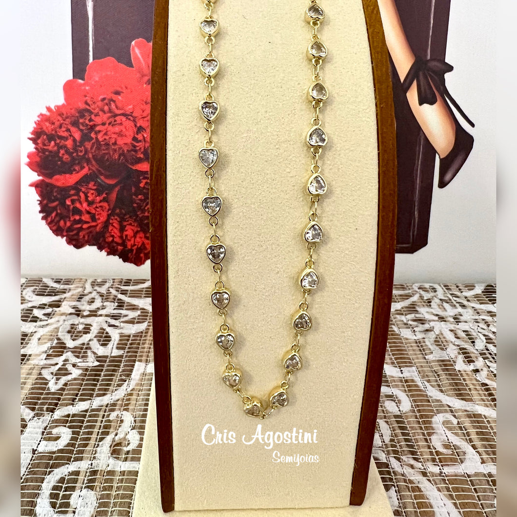 crystal zirconia heart 2 options necklace