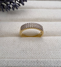 Load image into Gallery viewer, Triple row cz band ring
