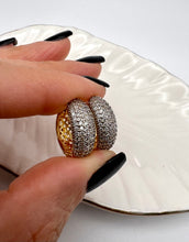 Load image into Gallery viewer, Medium studded hoop pave rhodium/ gold
