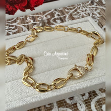 Load image into Gallery viewer, choker golden shells zirconia clasp necklace
