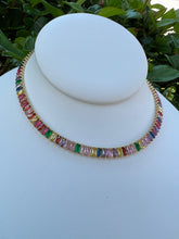 Load image into Gallery viewer, Colorful baguette zirconia necklace
