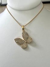 Load image into Gallery viewer, Diagonal pave zirconia butterfly necklace
