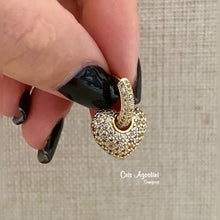 Load image into Gallery viewer, Studded heart pendant hoop earrings
