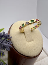 Load image into Gallery viewer, Geometric cz clear/ colorful band ring
