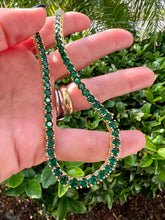 Load image into Gallery viewer, Green zirconia diamond necklace
