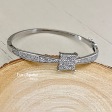 Load image into Gallery viewer, White rhodium cubic zirconia bangle
