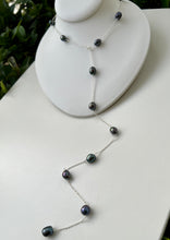 Load image into Gallery viewer, Pearl silver tie necklace
