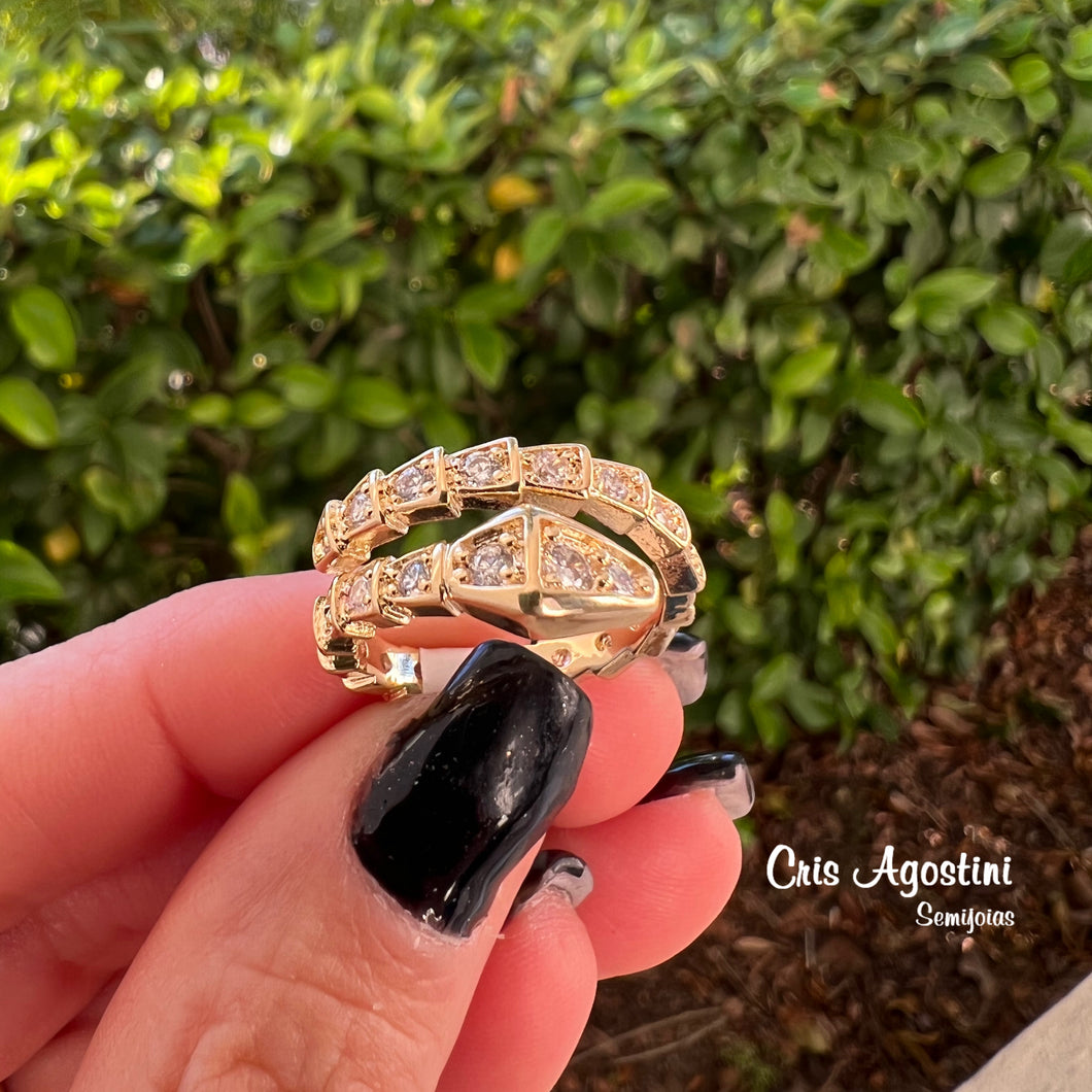 Golden serpent zirconia ring