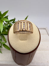 Load image into Gallery viewer, Cut cz ring with outline pave stripes
