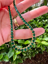 Load image into Gallery viewer, Green zirconia diamond necklace
