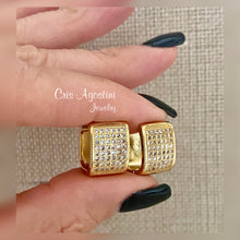 Load image into Gallery viewer, Studded Square hoops
