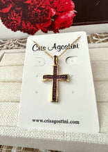 Load image into Gallery viewer, Zirconia studded cross chain necklace
