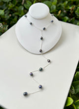 Load image into Gallery viewer, Freshwater pearl dark tie necklace
