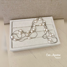 Load image into Gallery viewer, Long pearl silver necklace
