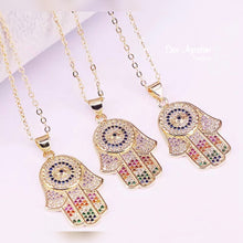 Load image into Gallery viewer, Hamsa cz colorful necklace
