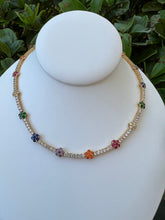 Load image into Gallery viewer, Colorful flowers tennis choker necklace
