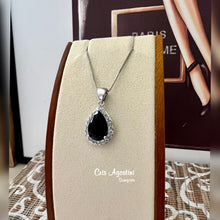 Load image into Gallery viewer, black drop zirconia rhodium necklace
