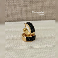 Load image into Gallery viewer, Black Studded hoop
