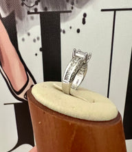 Load image into Gallery viewer, Rhodium solitaire sides and top studded zirconia ring
