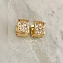 Load image into Gallery viewer, Studded Square hoops
