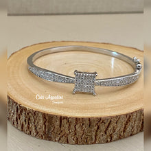 Load image into Gallery viewer, White rhodium cubic zirconia bangle
