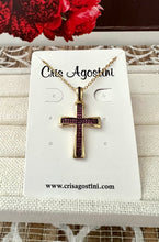 Load image into Gallery viewer, Zirconia studded cross chain necklace
