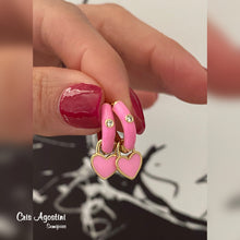 Load image into Gallery viewer, Enameled summer hoop color hoop earrings
