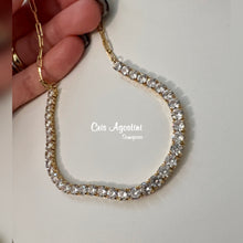 Load image into Gallery viewer, Cz tennis in front with chain choker necklace
