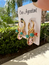 Load image into Gallery viewer, small hoop with colorful drop earring
