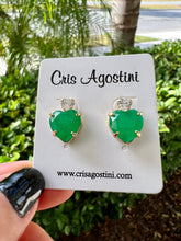 Load image into Gallery viewer, Heart shape diamond top earrings
