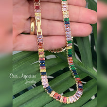 Load image into Gallery viewer, Colorful baguette zirconia necklace
