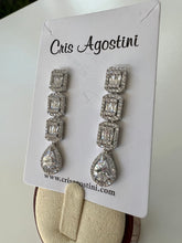 Load image into Gallery viewer, Square and drop cz party earring
