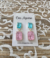 Load image into Gallery viewer, Square fusion two-colored earrings
