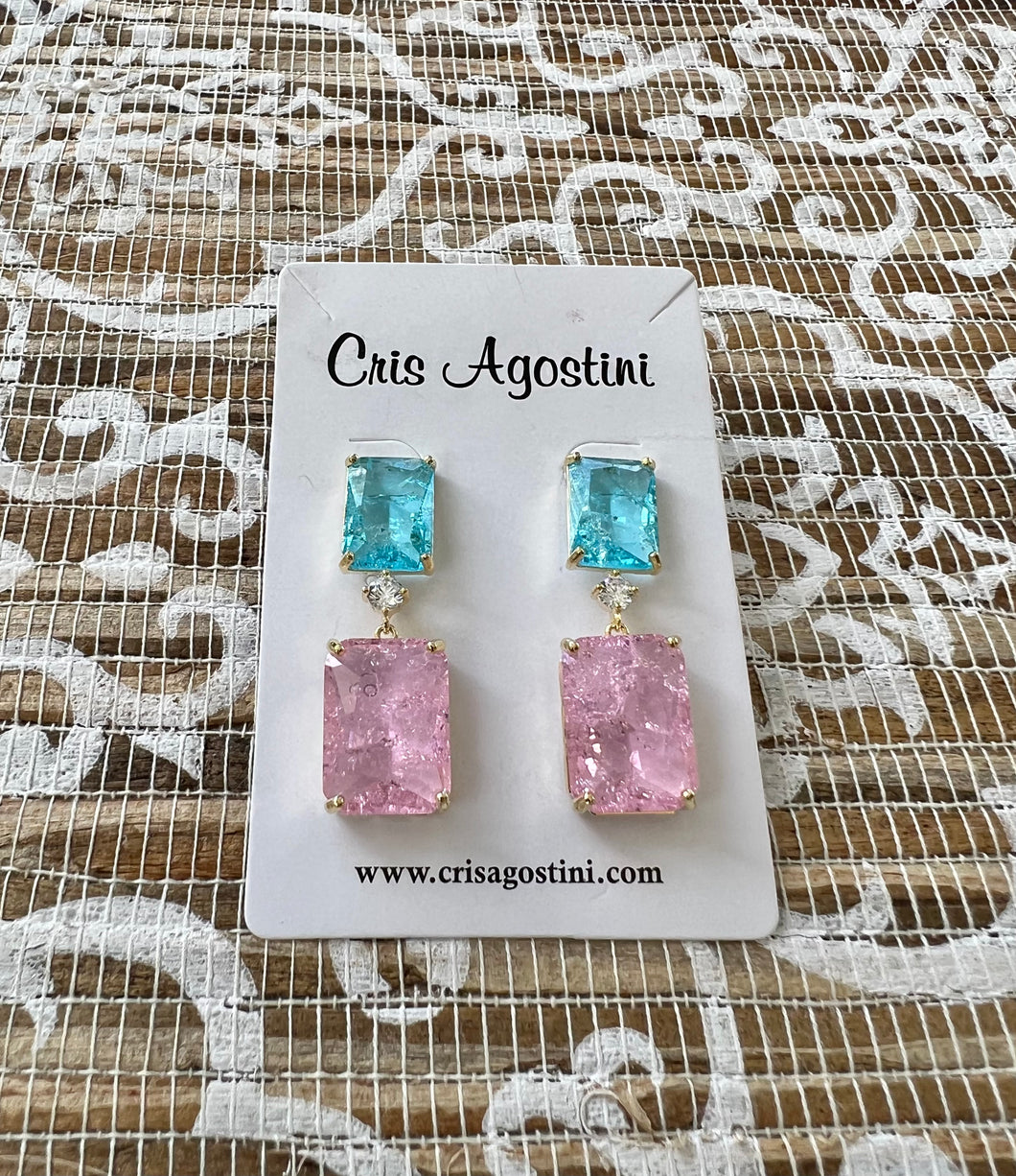 Square fusion two-colored earrings